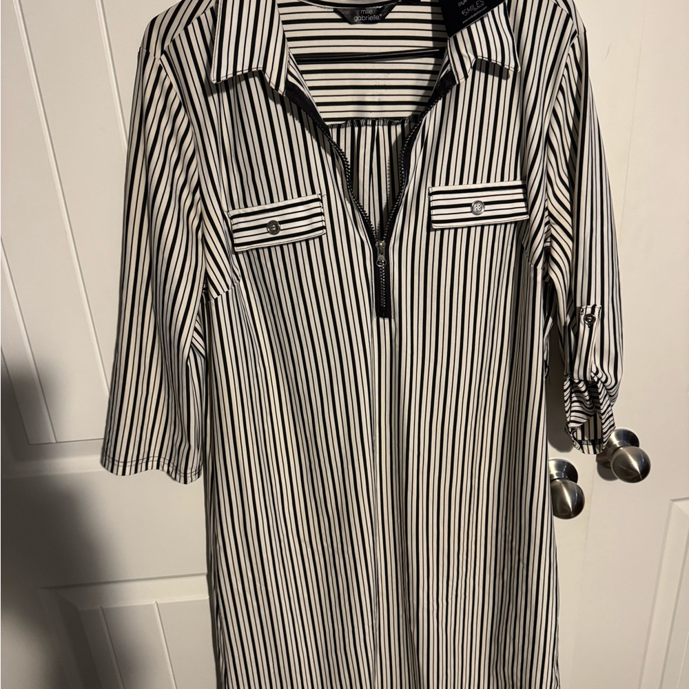 Mlle Gabrielle Monochrome Striped Dress